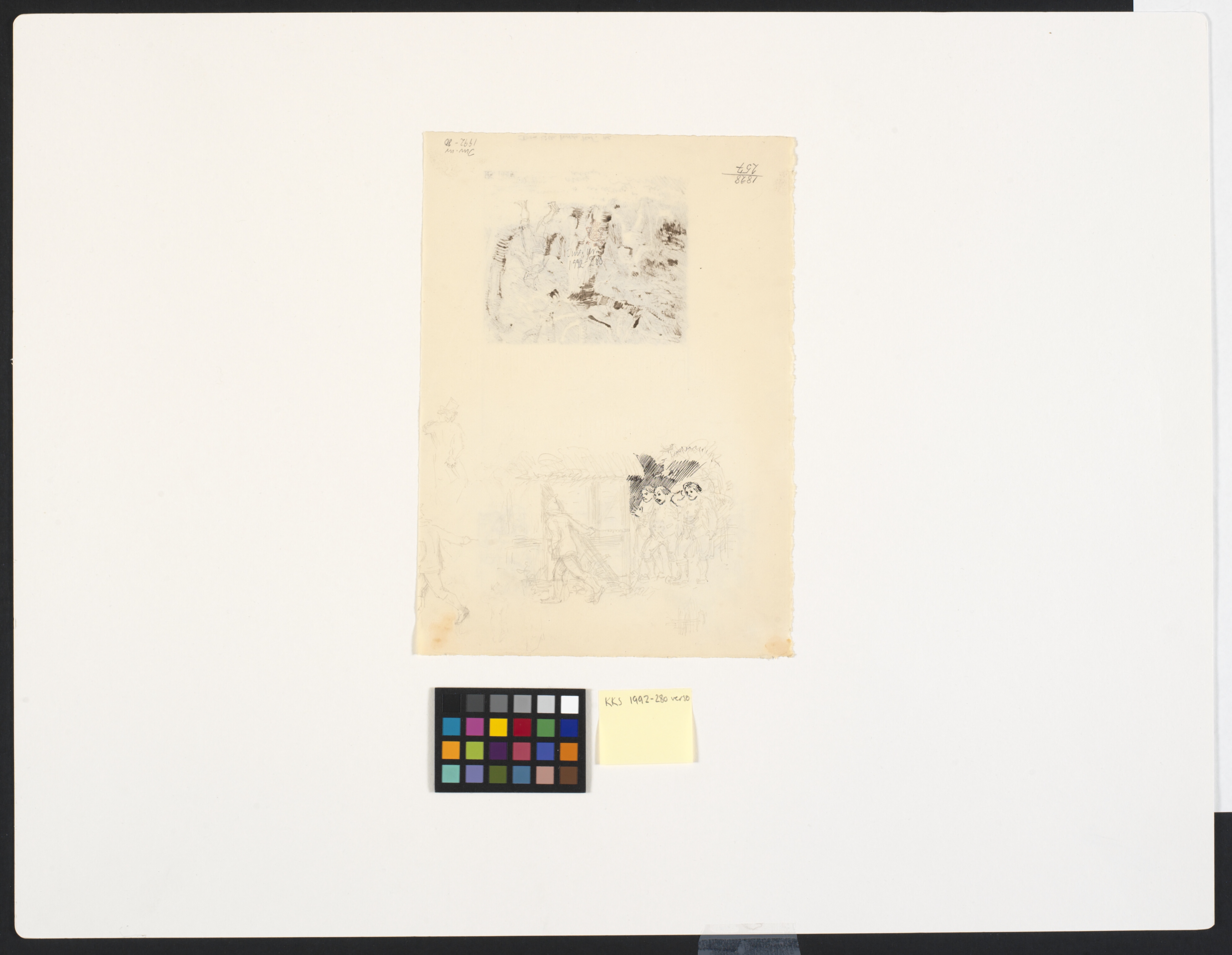 Illustration til "Den hvide kat", f.o. løse skitser